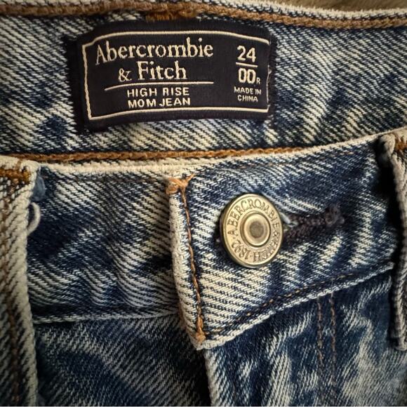 Y2K Abercrombie & Fitch High Rise Mom Jean 24 / 00R Acid Wash - Picture 4 of 10
